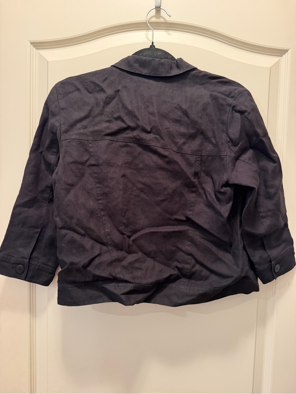 Talbots Black Irish Linen Cropped Button Jacket - Picture 6 of 7